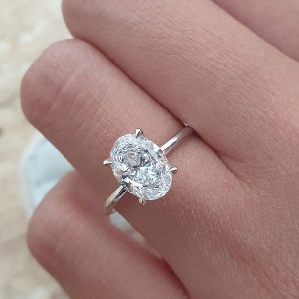 2.0ct Oval Cut Moissanite Solitaire Engagement Ring