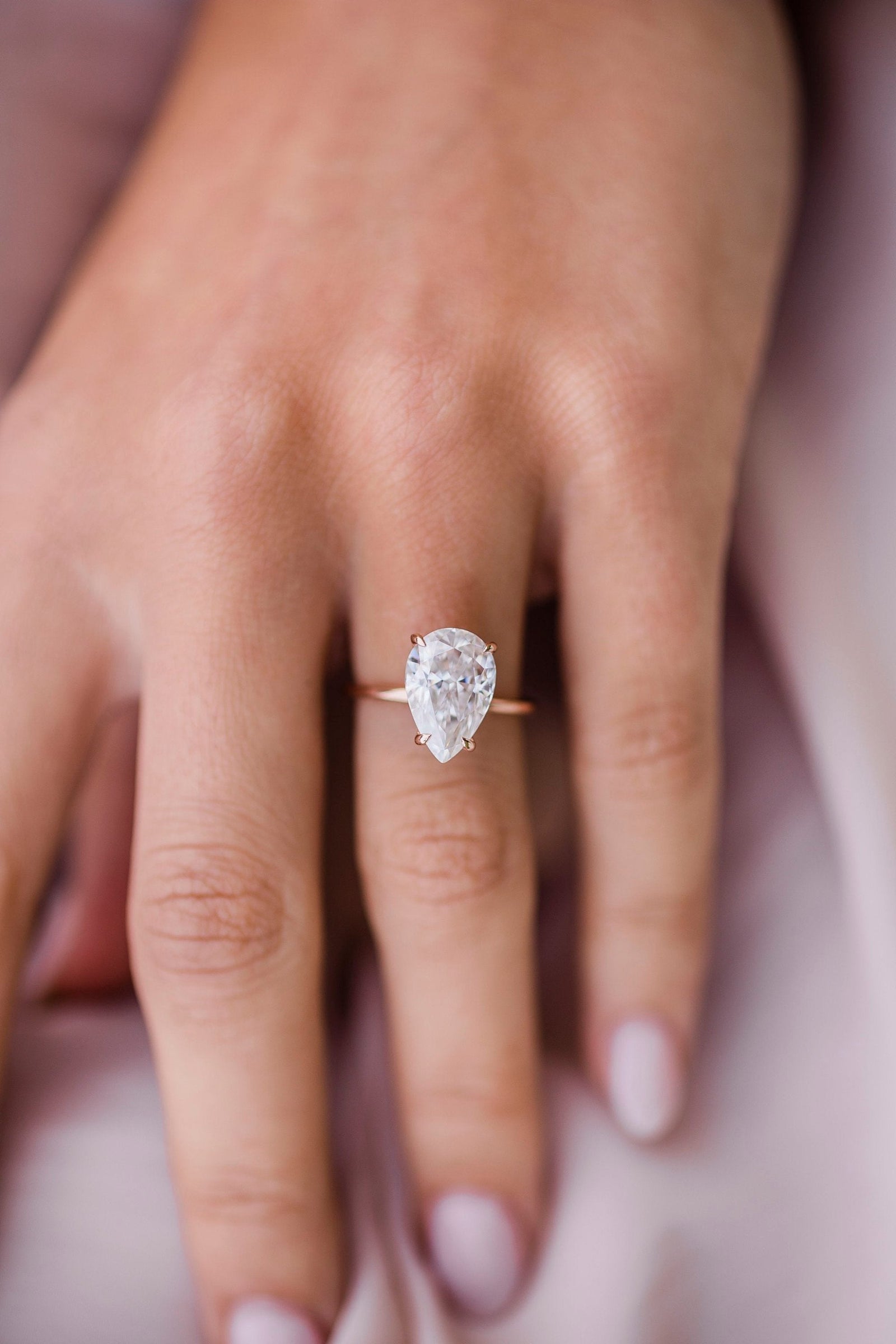 3.20CT Pear Cut Moissanite Solitaire Engagement Ring
