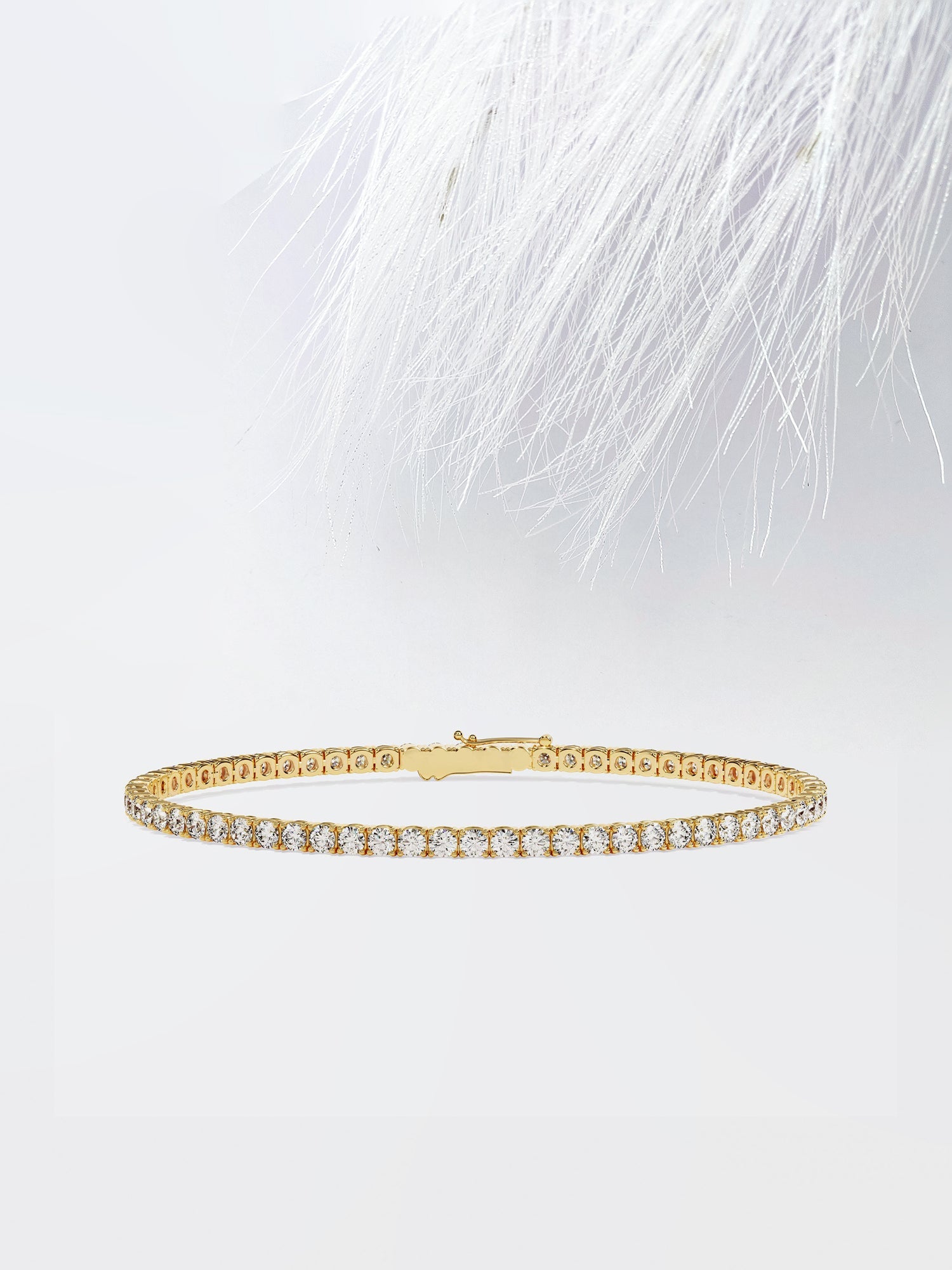 Round Cut Moissanite Diamond Tennis Bracelet in 14K Solid Gold