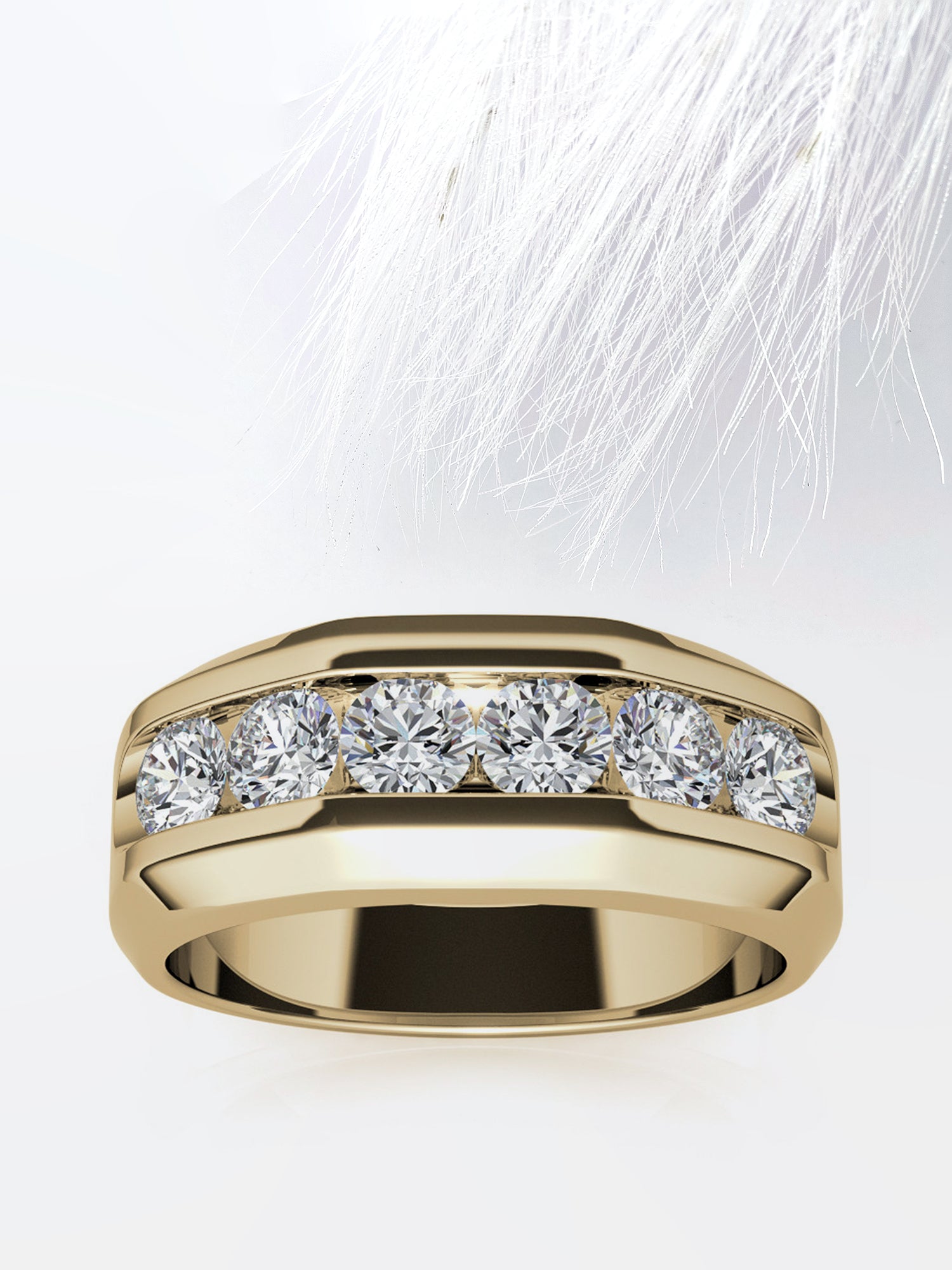 7mm Round Cut Six Stone Men's Wedding Band in Rose Gold