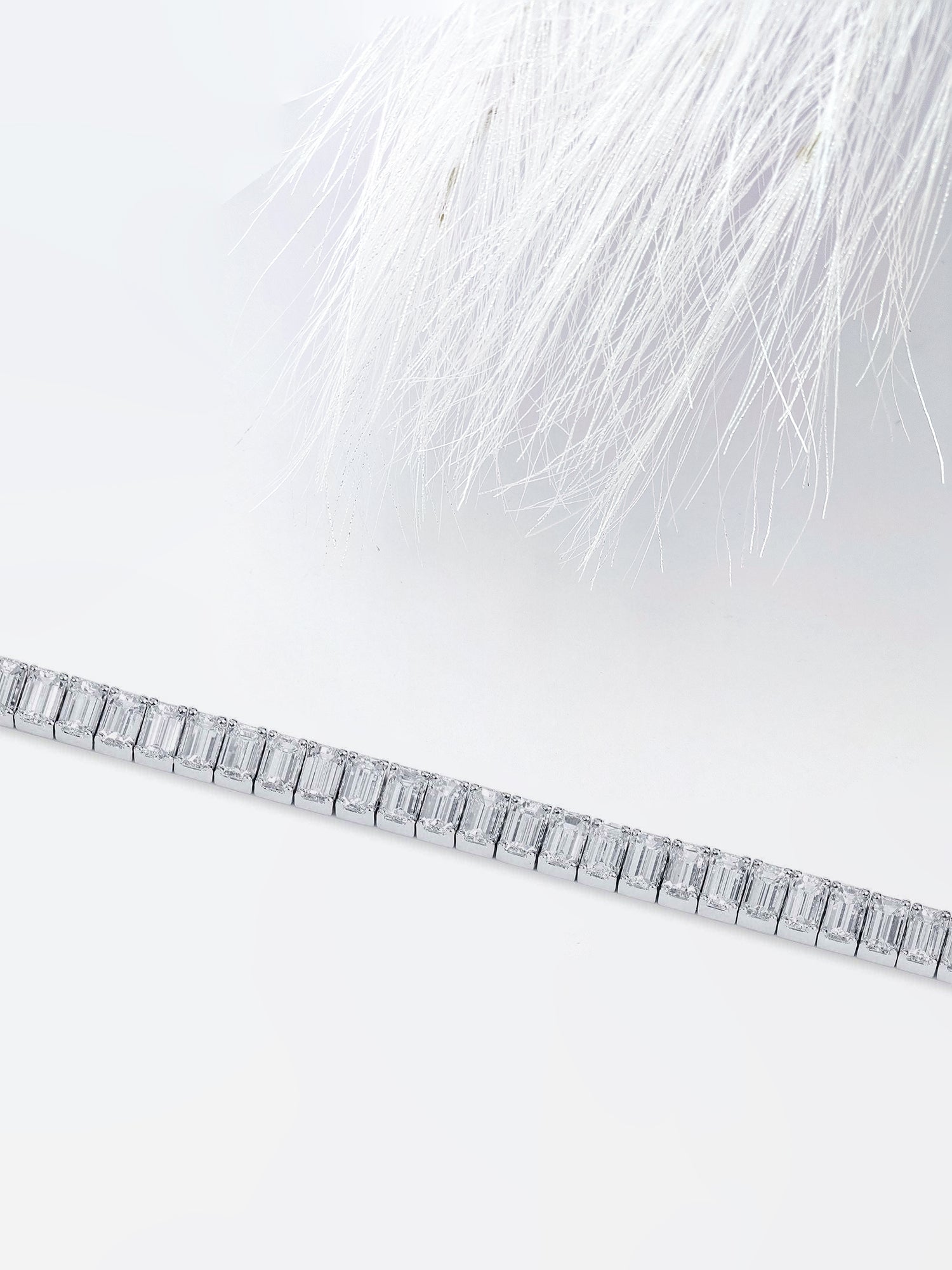 Emerald Cut Moissanite Diamond Tennis Bracelet for Her in White Gold