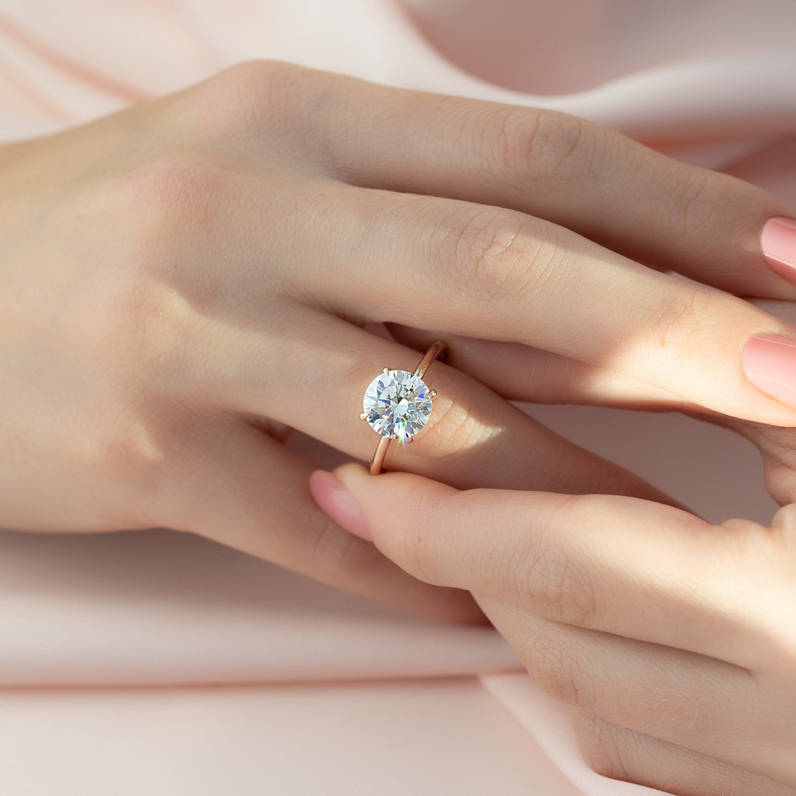 1.0-3.0 CT Round Cut CVD Diamond Solitaire Engagement Ring