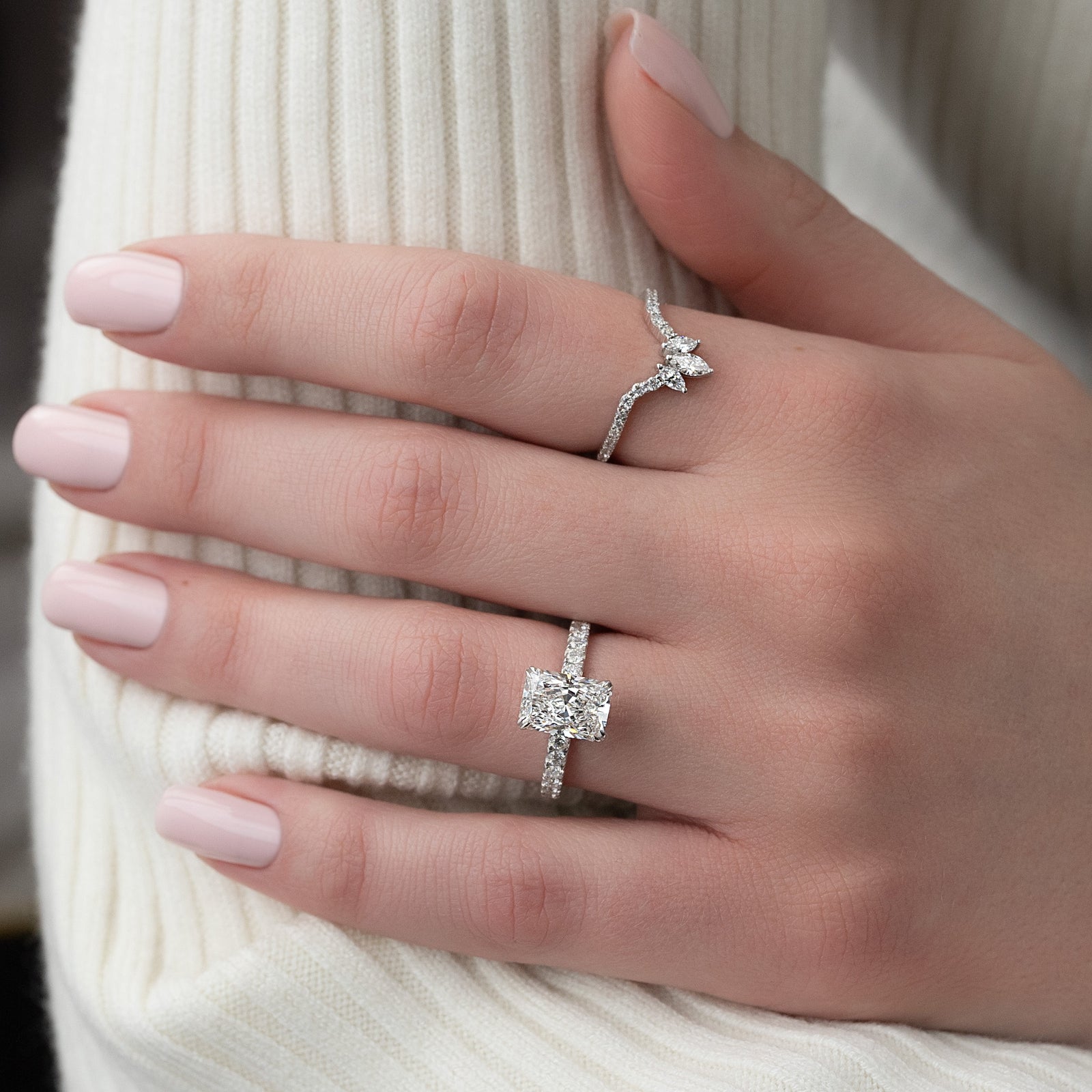 2.0 - 4.0  CT Radiant Cut CVD Diamond Hidden Halo & Pave Engagement Ring
