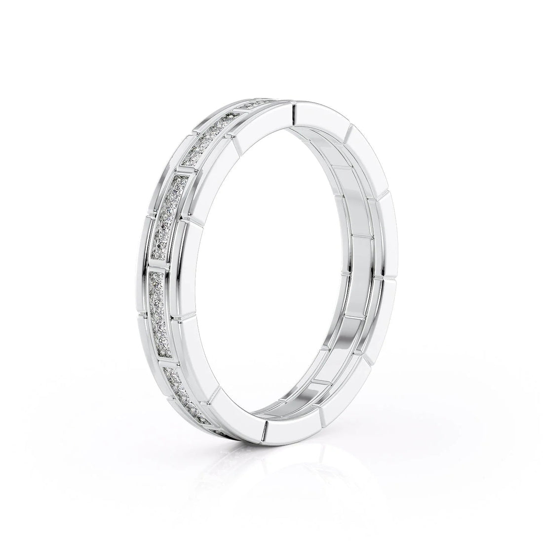 0.25ct Round Cut Moissanite Brick-Layered Men's Wedding Band