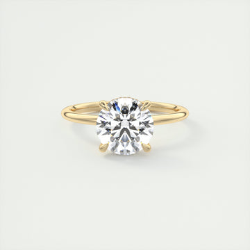 2CT Round Moissanite Solitaire Engagement Ring With Hidden Halo Setting