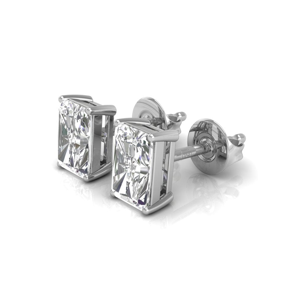 Radiant Cut Solitaire Diamond Moissanite Stud Earrings for Women
