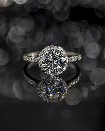 2.0-4.0 CT Round CVD Diamond Halo Pave Setting Engagement Ring