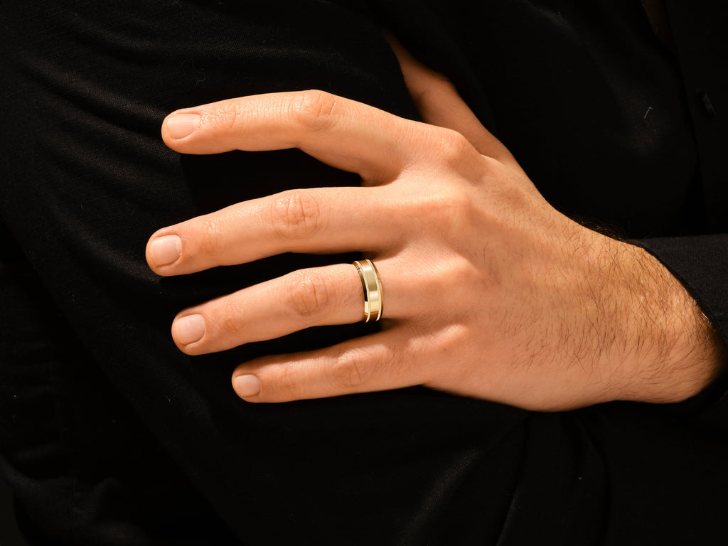 7.0mm Milgrain & Beveled Edge Wedding Band For Him
