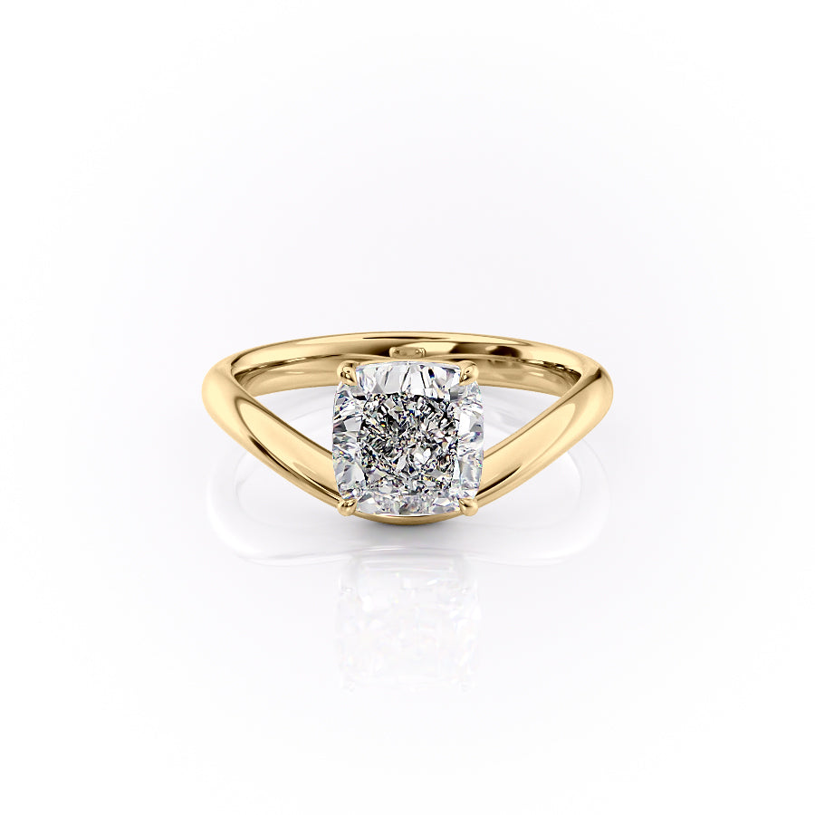 1.50CT-2.50CT Cushion Cut Moissanite Diamond Wave Engagement Ring