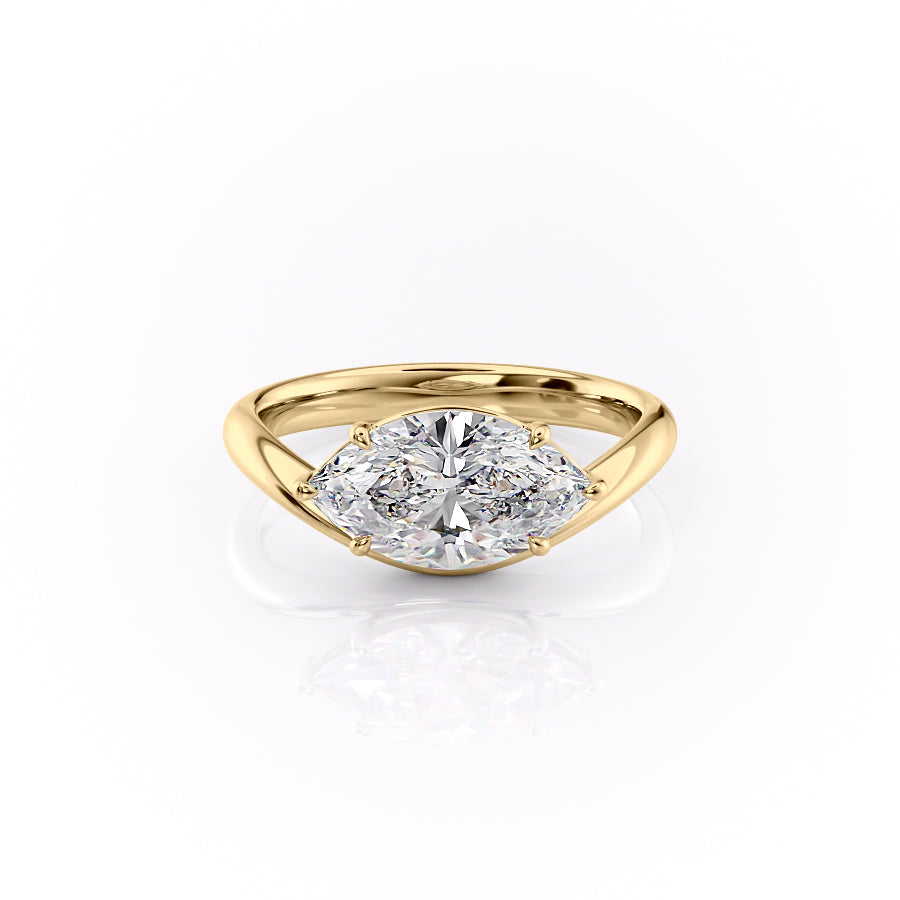 1.50CT-2.50CT Marquise Cut Moissanite Diamond Curve Band Engagement Ring