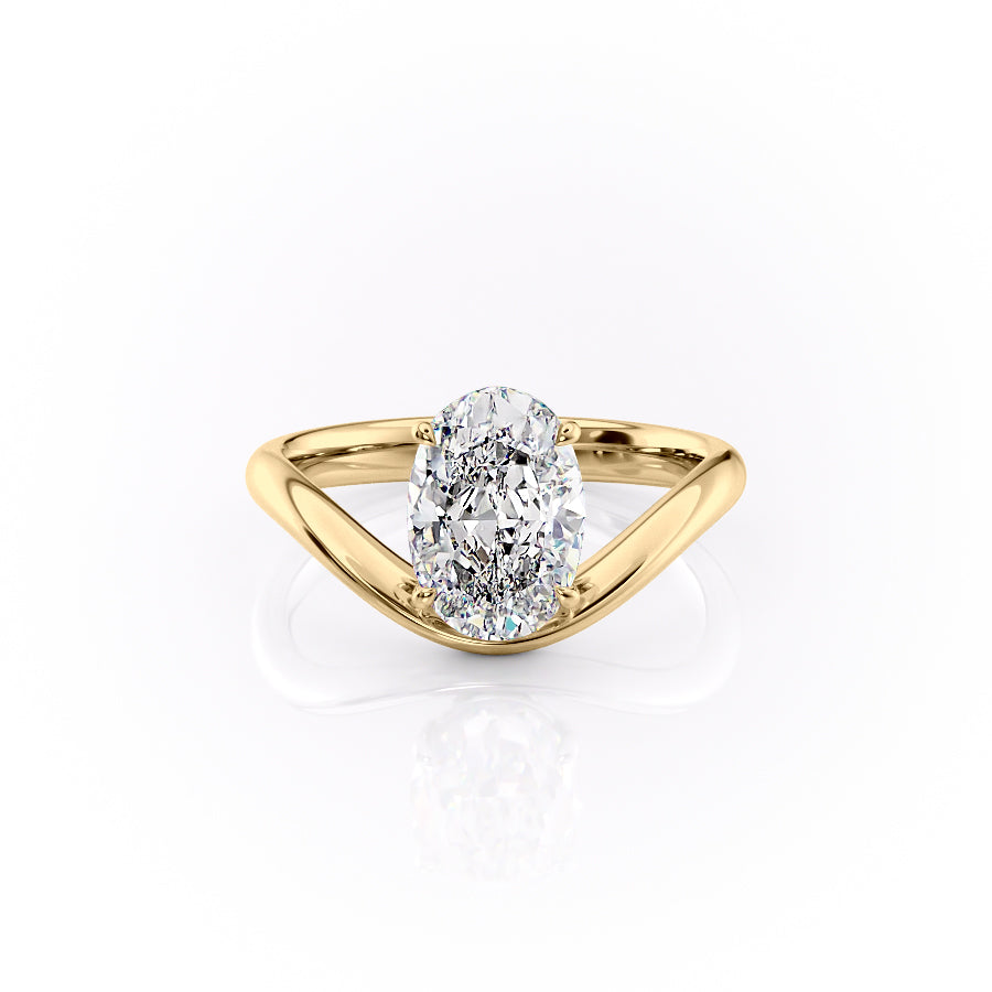 1.50CT-2.50CT Oval Cut Moissanite Diamond Unique Curved Engagement Ring