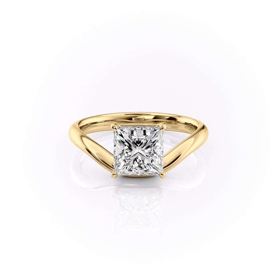 1.50CT-2.50CT Princess Cut Moissanite Diamond Unique Curve Engagement Ring