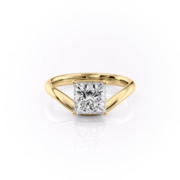 1.50CT-2.50CT Princess Cut Moissanite Diamond Unique Curve Engagement Ring