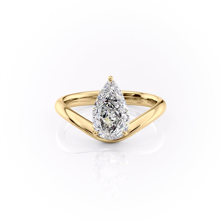 1.50CT-2.50CT Pear Cut Moissanite Diamond Unique band Engagement Ring