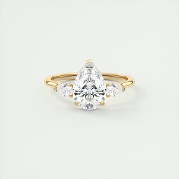 2CT Pear Cut Moissanite 3 Stones Engagement Ring