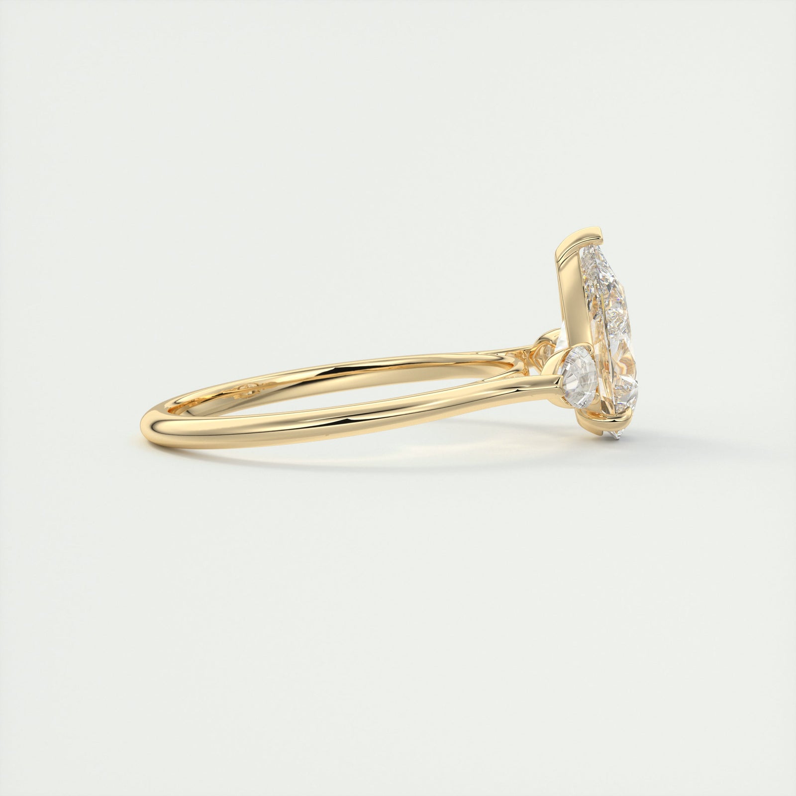 2CT Pear Cut Moissanite 3 Stones Engagement Ring