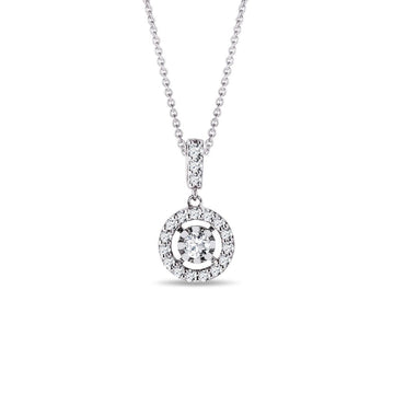 0.34 TCW Round Moissanite Diamond Halo Pendent Necklace