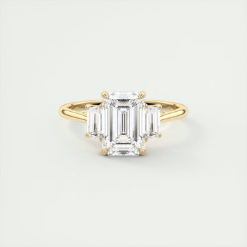 2.0CT Emerald Cut Moissanite 3 Stone Engagement Ring