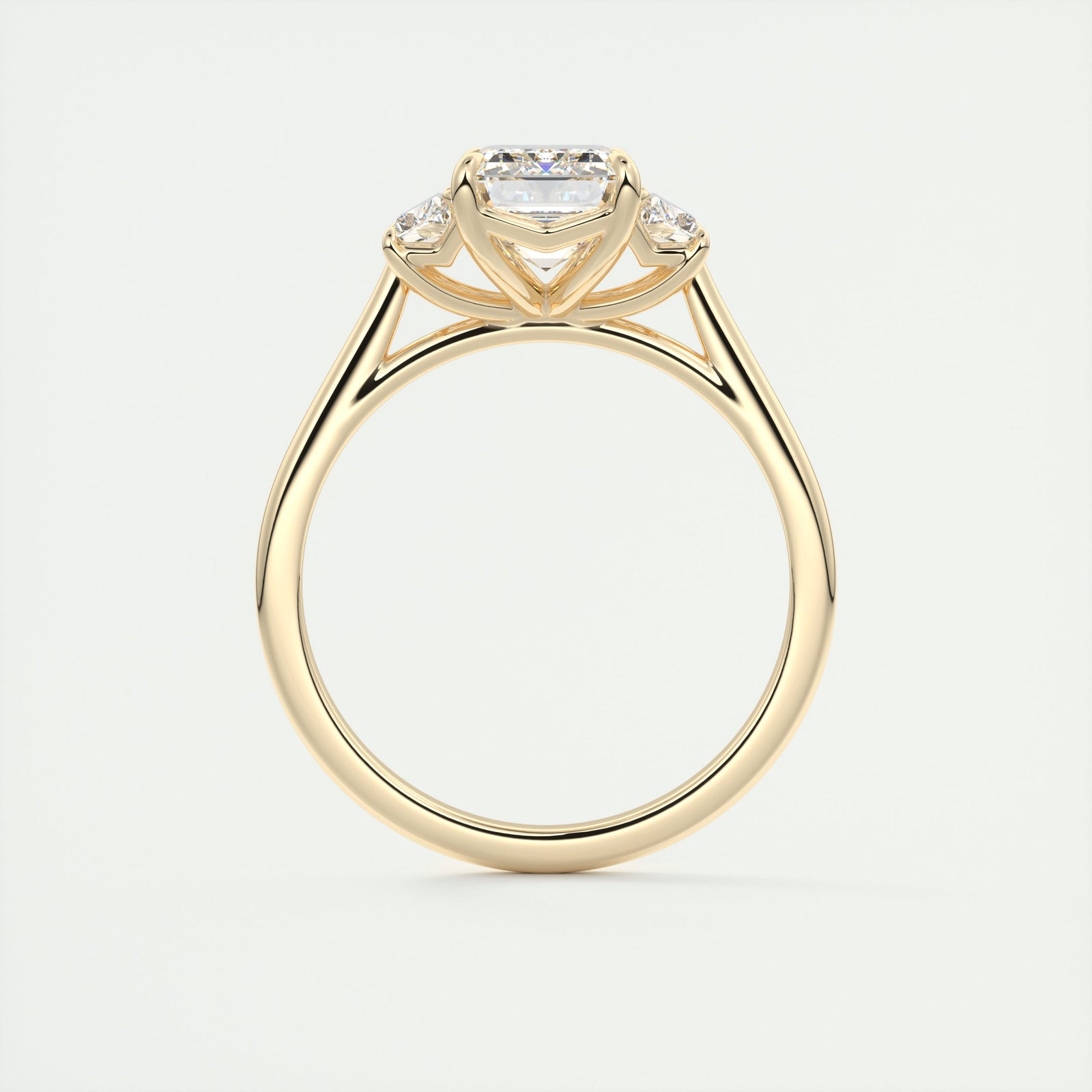 2.0CT Emerald Cut Moissanite 3 Stone Engagement Ring