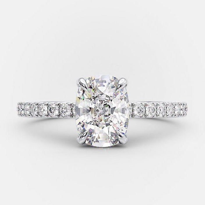 2.0ct Oval Moissanite Hidden Halo Pave Setting Engagement Ring