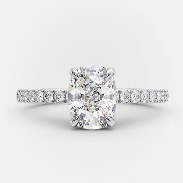 1.70ct Cushion Cut Moissanite Hidden Halo Engagement Ring