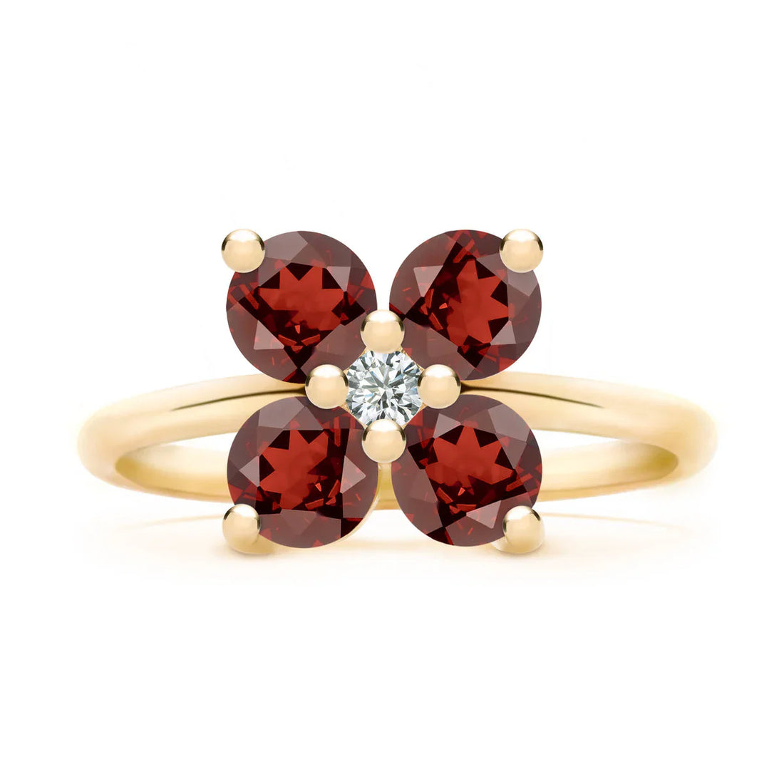 1.20CT Round Cut Garnet Diamond January Birthstone Flower Ring