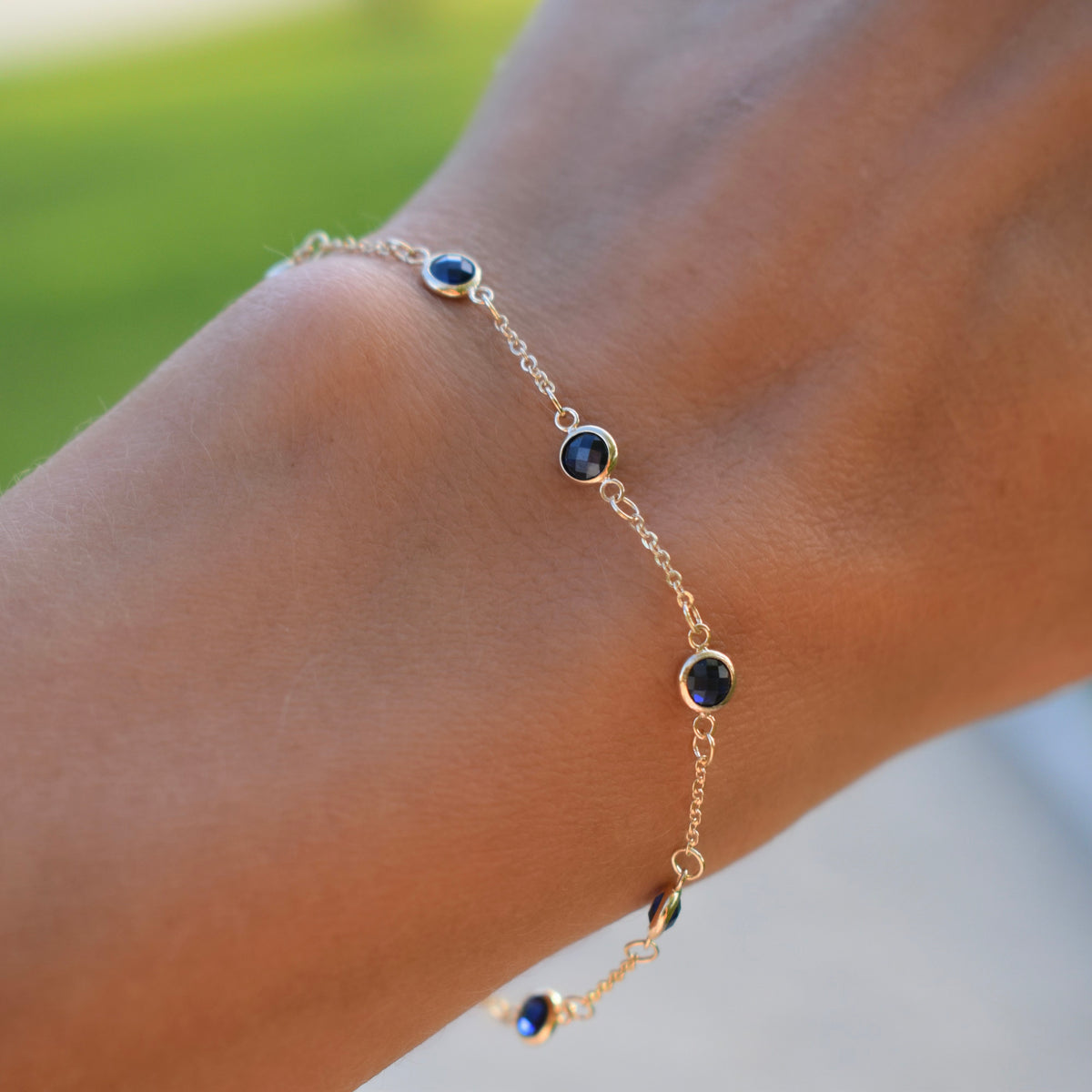 1.0CT Round Sapphire Diamond September Birthstone Bracelet