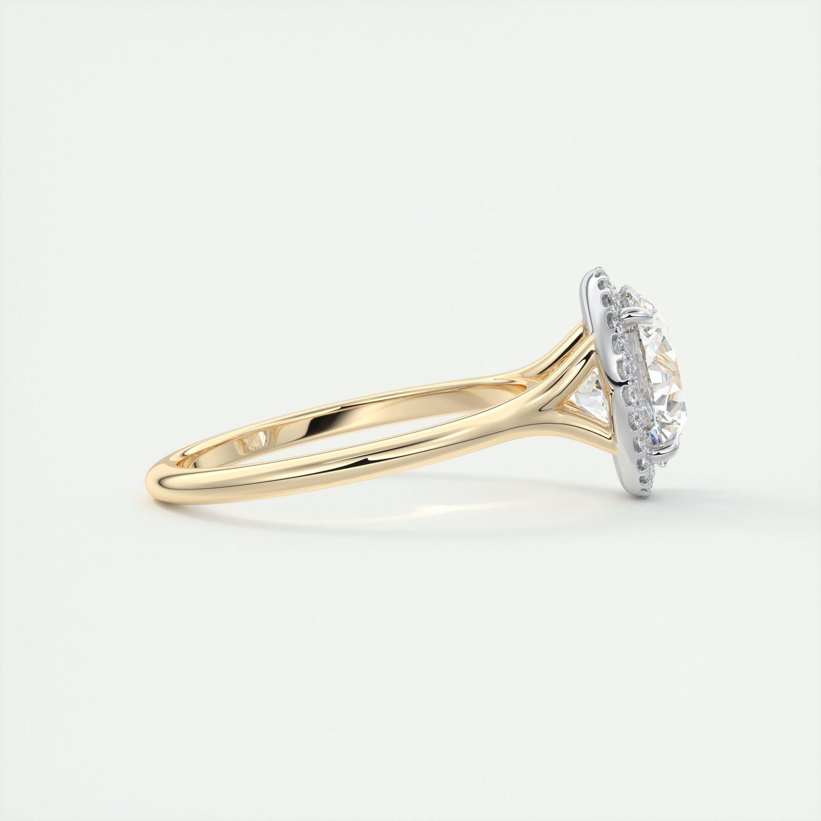 2CT Round Cut Moissanite Halo Engagement Ring