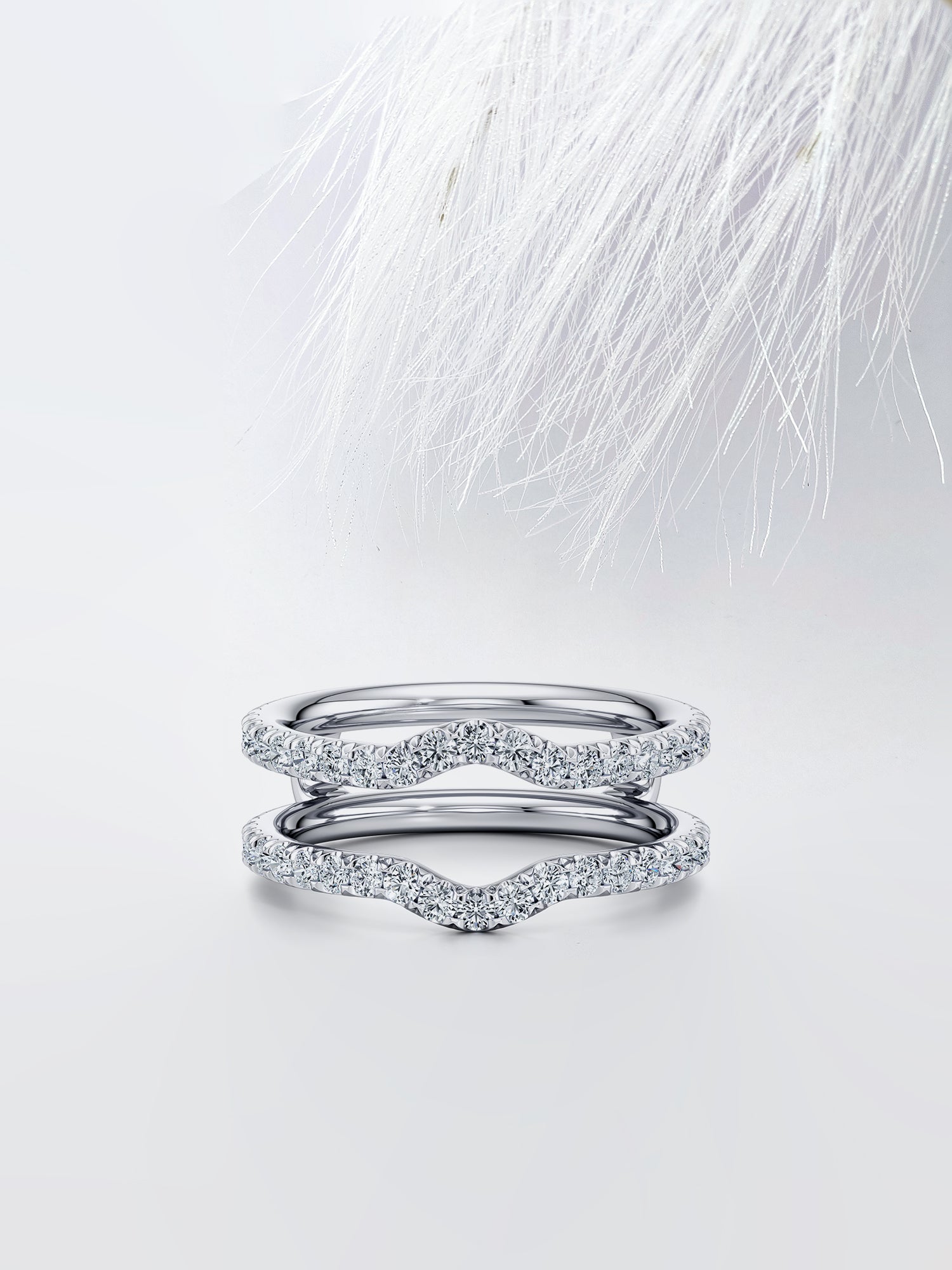 Round FG-VS1 Lab Grown Diamond Double Stacking Wedding Band