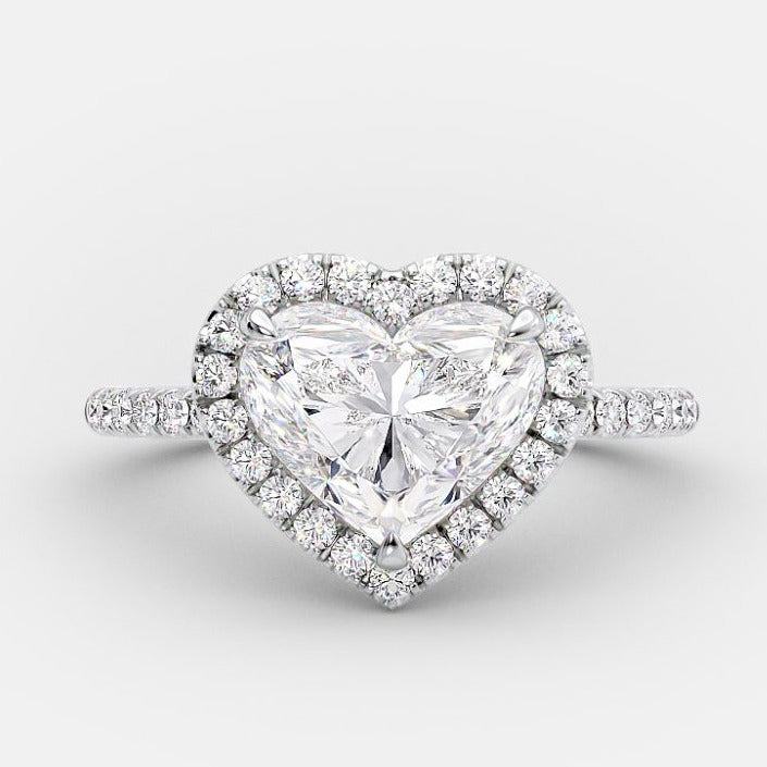 2.0ct Heart Shape Moissanite Halo Engagement Ring