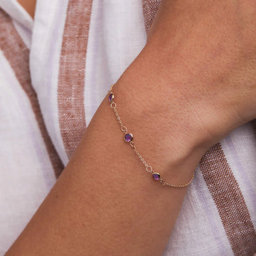 0.75CT Round Amethyst Diamond February Birthstone Bracelet