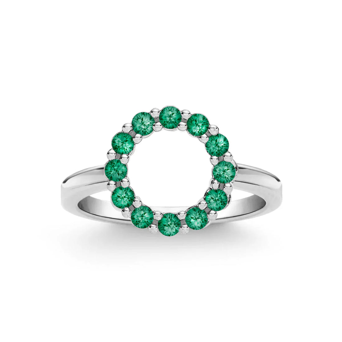 0.40CT Round Emerald Diamond May Birthstone Engagement Ring