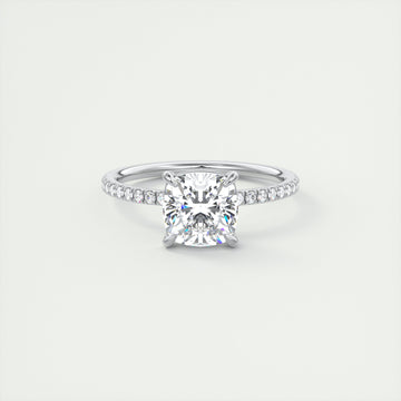 2CT Cushion Cut Moissanite Solitaire Pave Setting Engagement Ring