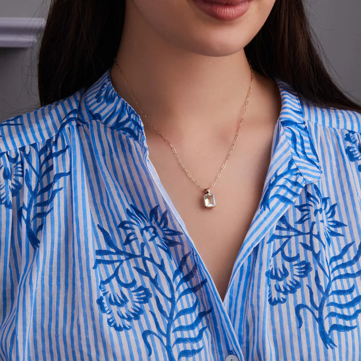 4.0CT Emerald Diamond April Birthstone Bezel Necklace