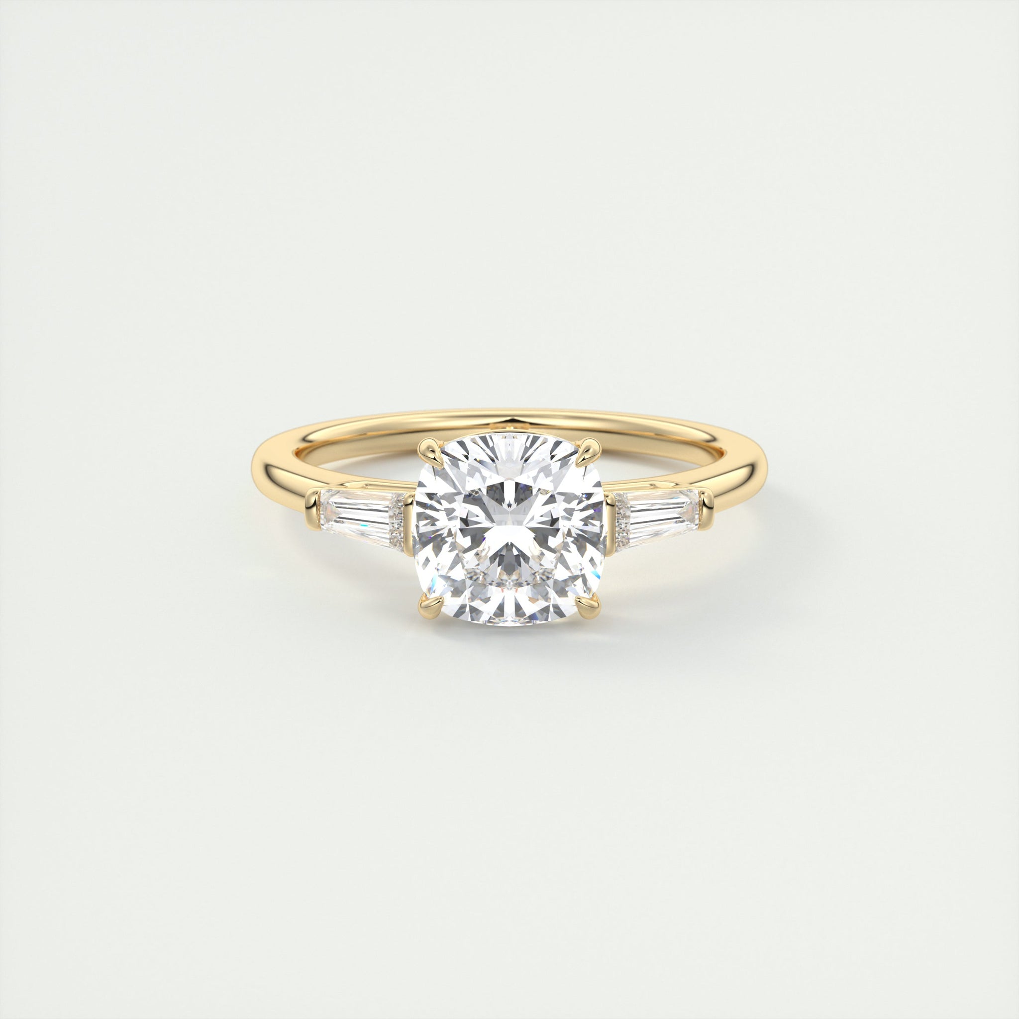 2CT Cushion Moissanite 3 Stones Engagement Ring