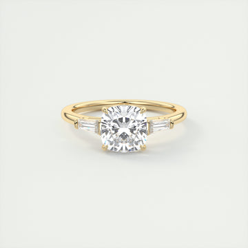 2CT Cushion Moissanite 3 Stones Engagement Ring