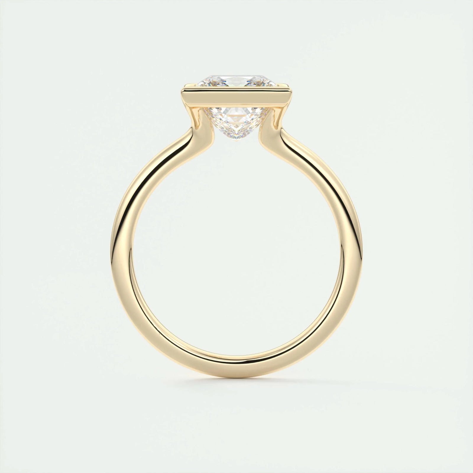 2.0 Ct Princess Half Bezel Solitaire Moissanite Diamond Engagement Ring