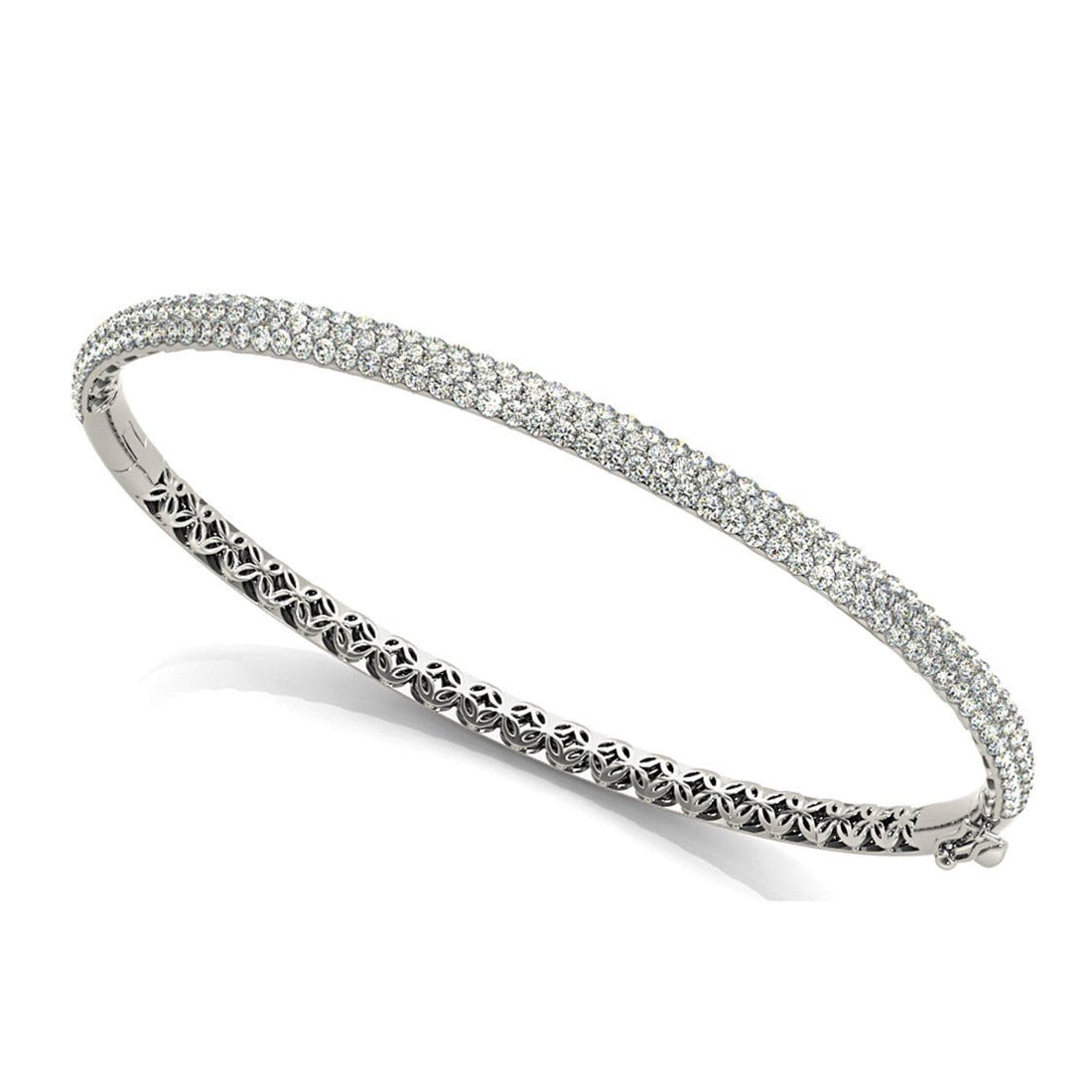 Three Row 2.63 ctw Round Diamond Bracelet Pave Set for Women