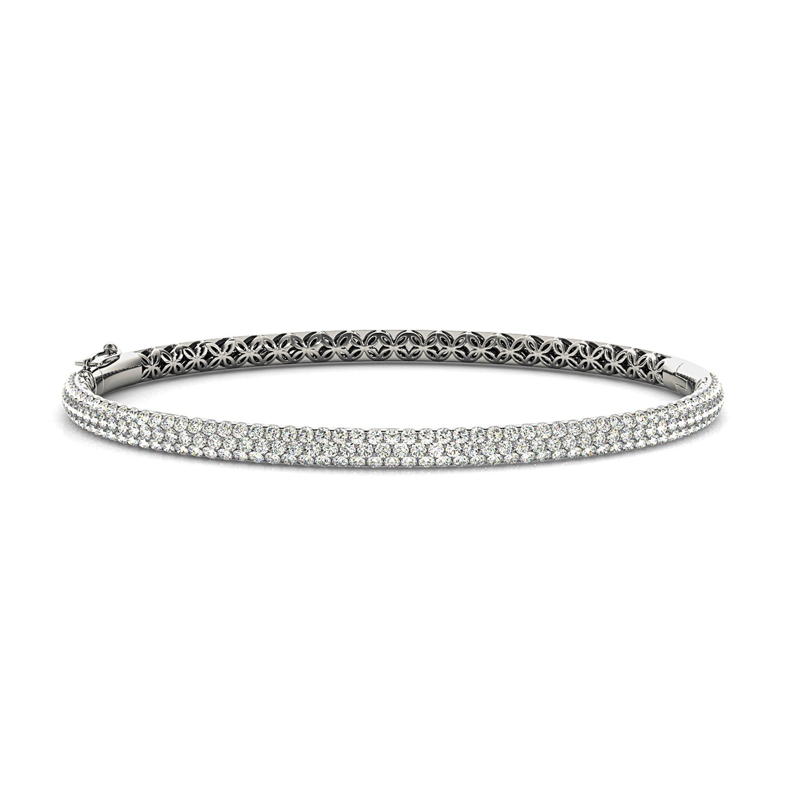 Three Row 2.63 ctw Round Diamond Bracelet Pave Set for Women