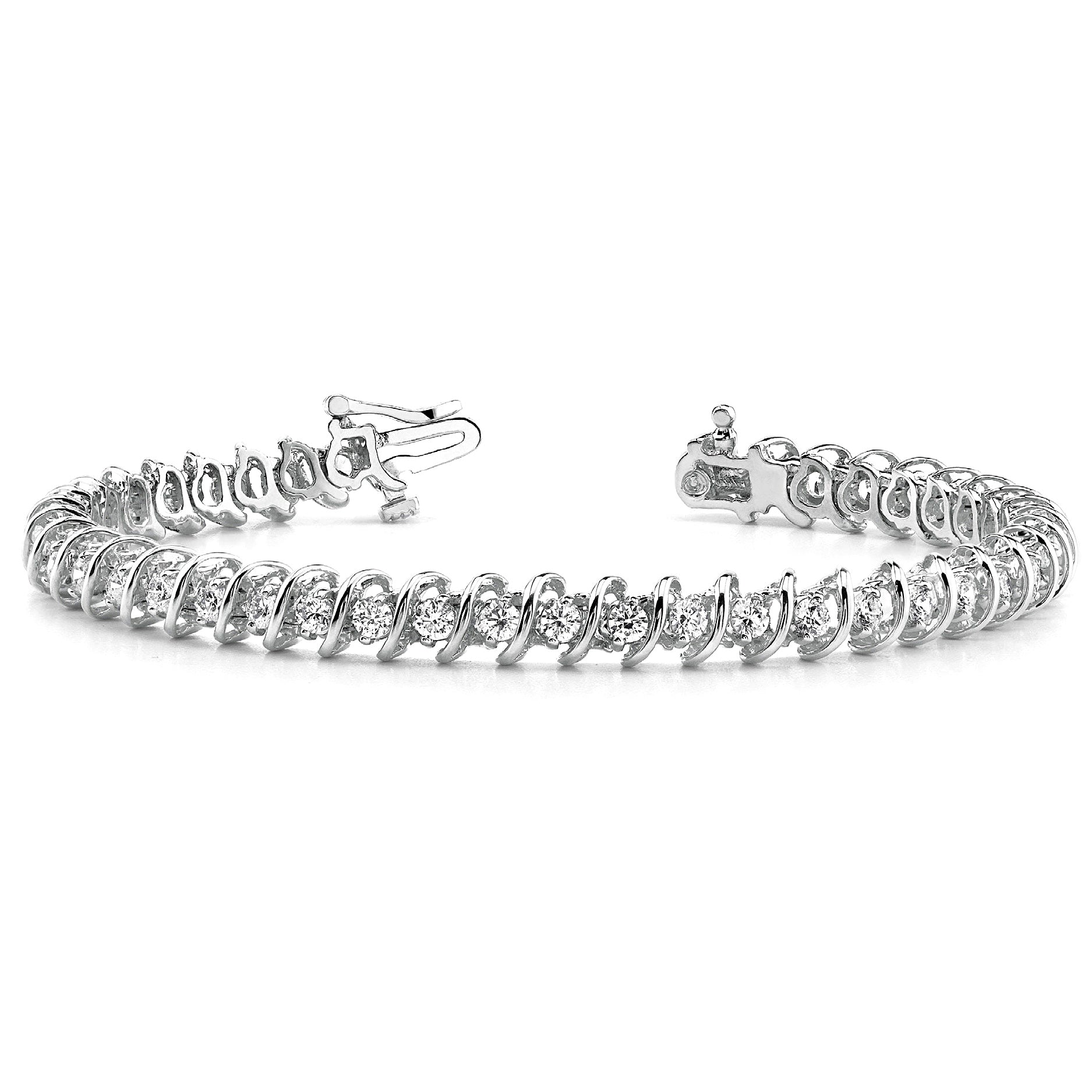 3.0 ctw Round Diamond Tennis Bracelet "S" Style for Women