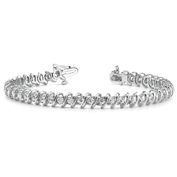 3.0 ctw Round Diamond Tennis Bracelet "S" Style for Women