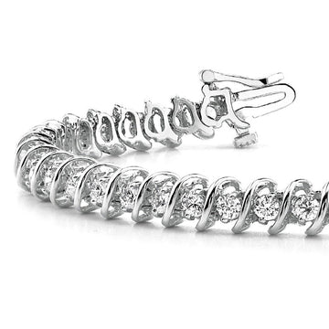 3.0 ctw Round Diamond Tennis Bracelet "S" Style for Women