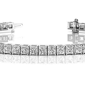 10.0 ctw Princess Cut Diamond Tennis Bracelet With Modern Square Prongs for Women