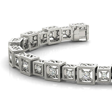 Vintage 2.0 ctw Round Diamond Tennis Bracelet Milgrain Prong Set for Women