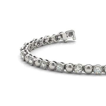 0.70 ctw Round Diamond Tennis Bracelet Milgrain & Gold Balls for Women