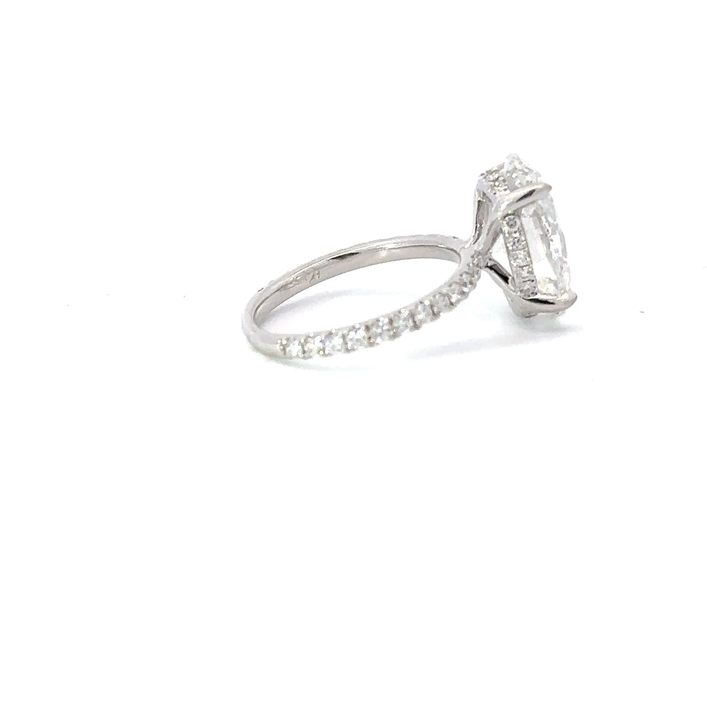 1.50 -5.62 CT Oval CVD Diamond Pave Setting Engagement Ring