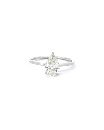 1.04-3.04 CT Pear CVD Diamond Solitaire Engagement Ring