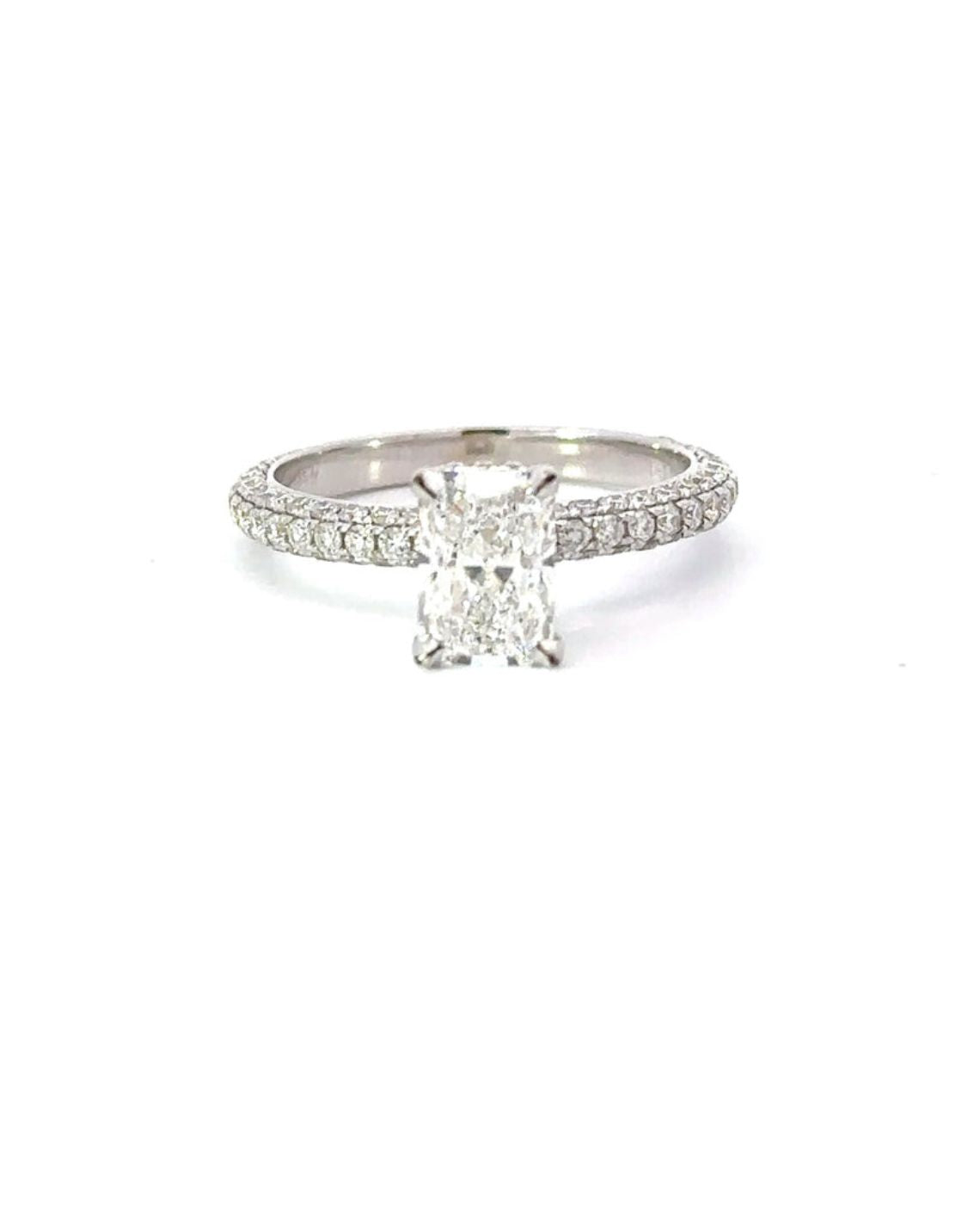 1.62-3.62 CT Radiant  CVD Diamond Pave Setting Engagement Ring