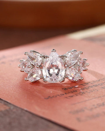 1.0 - 3.0 CT Pear CVD Diamond Cluster Engagement Ring