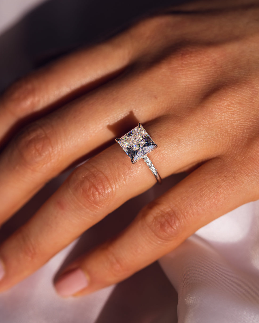 1.0 - 3.87 CT Princess CVD Diamond Hidden Halo Engagement Ring